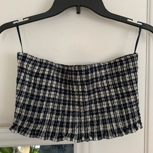 Gingham cropped tube top🌊